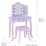 Stardust Gisele Wood Vanity Table with LED Mirror & Drawer