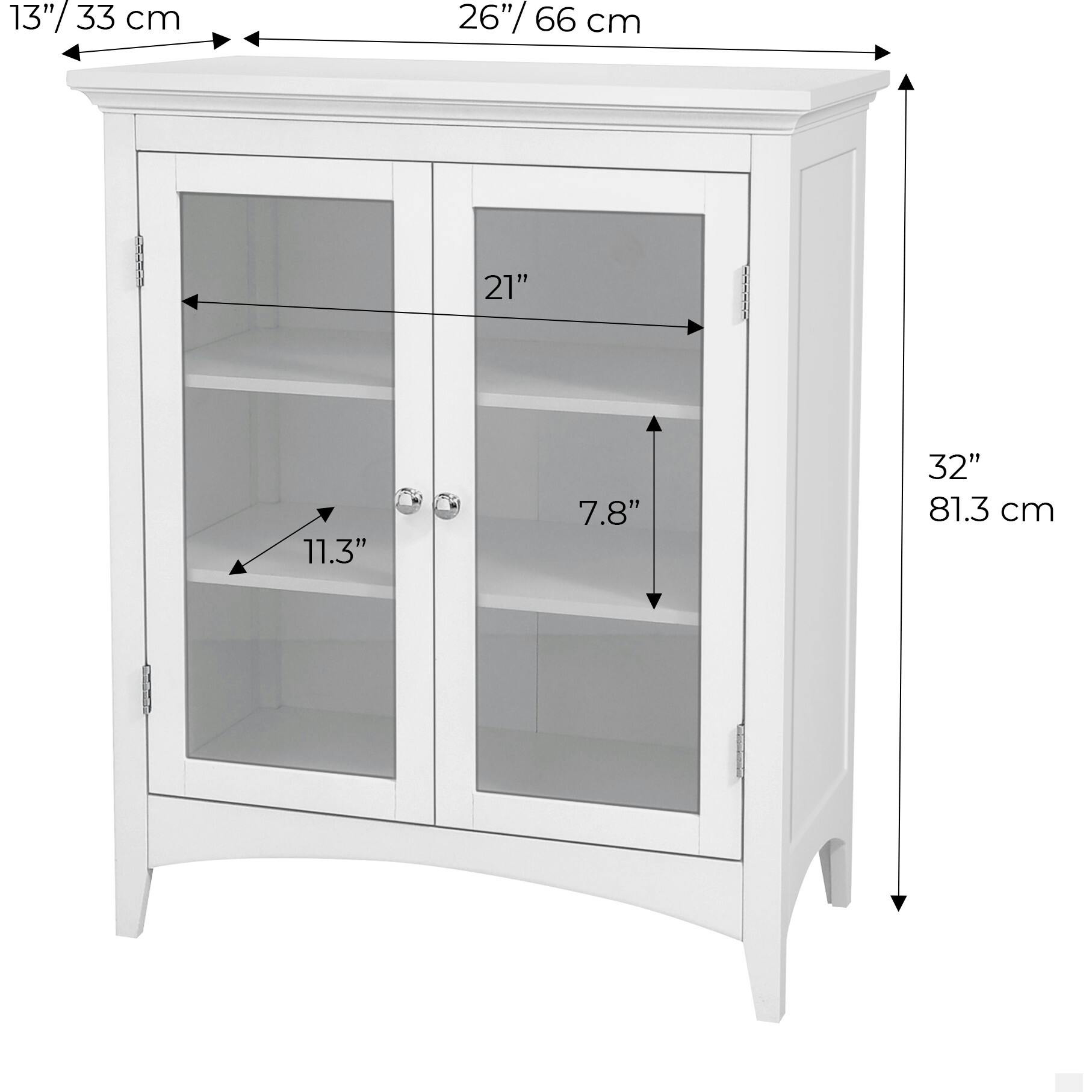Madison Wooden Floor Cabinet with 2 Glass Doors