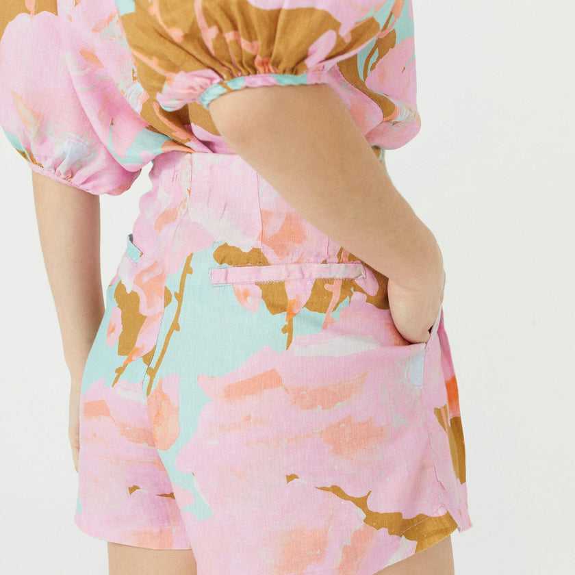 Frida Linen Shorts - Aquarela