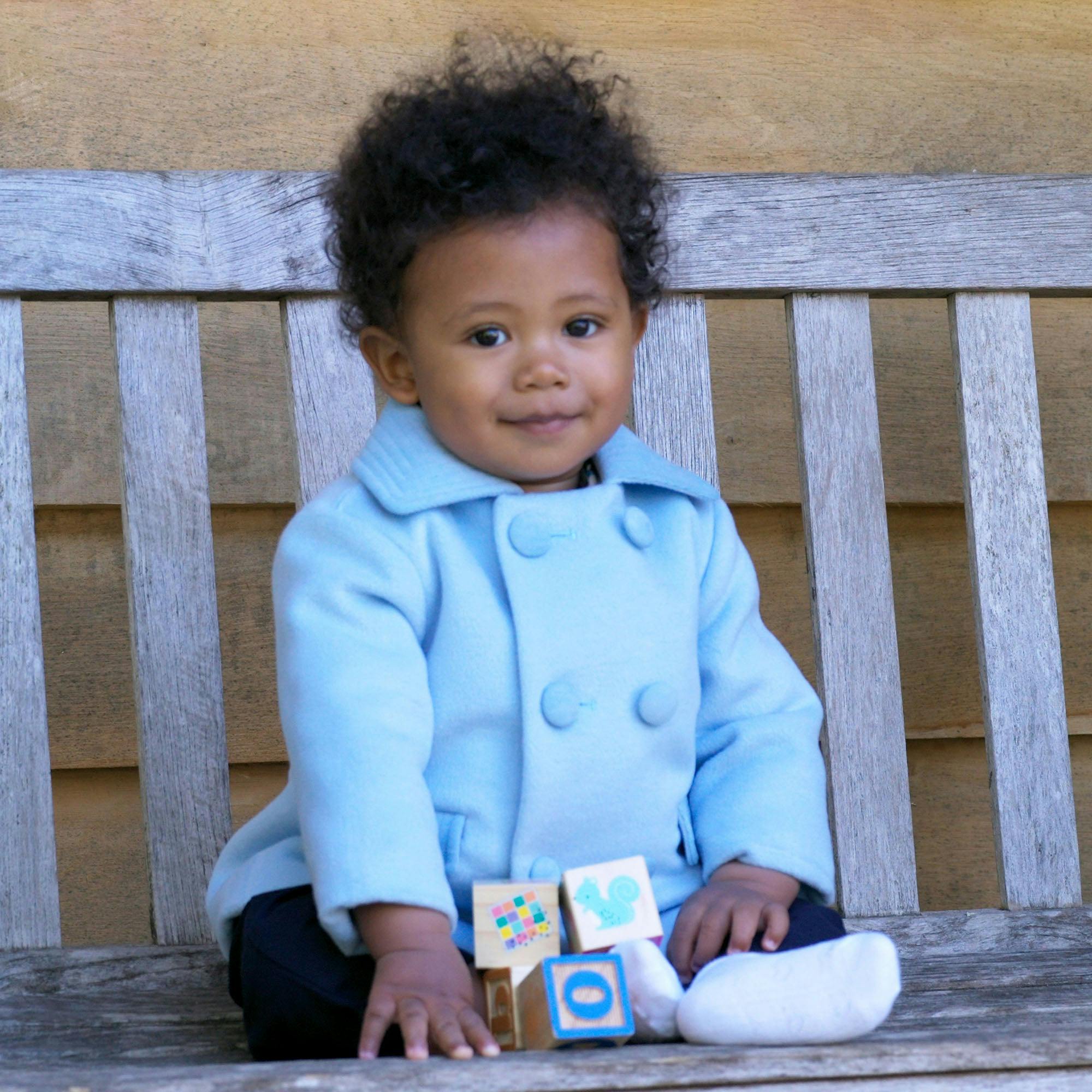 Blue Double Breasted Coat and Bonnet