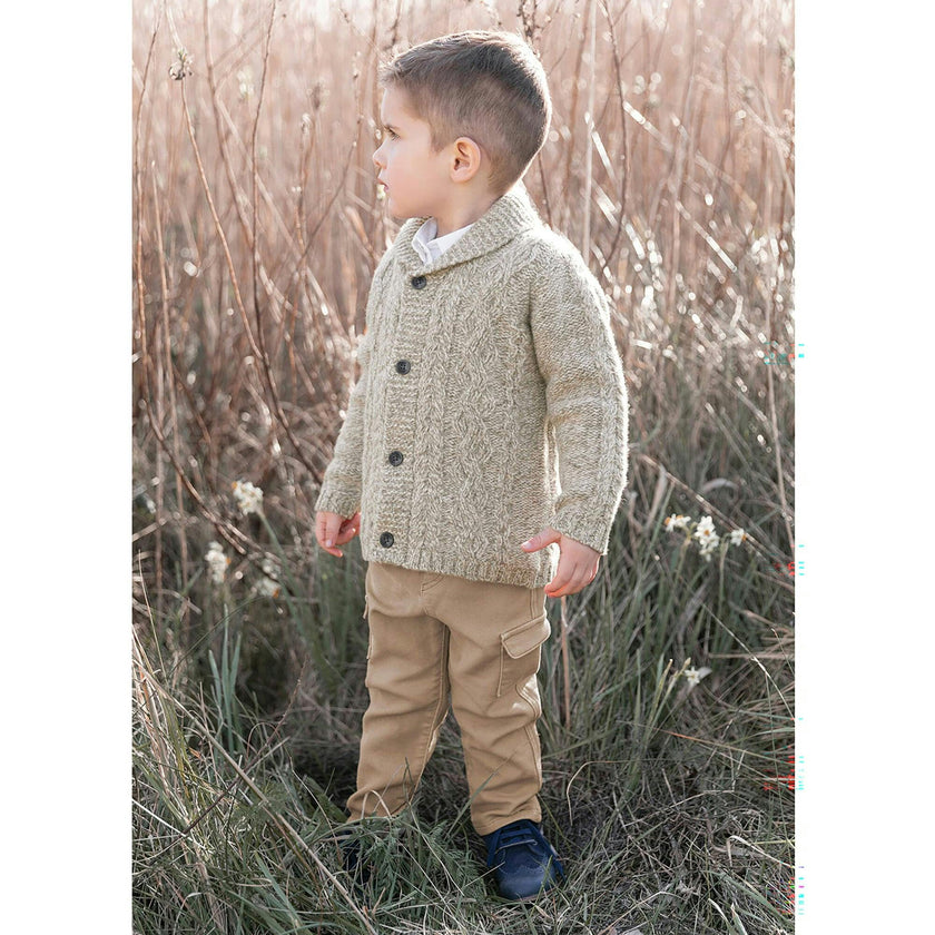 Shawl Collar Cableknit Baby Cardigan