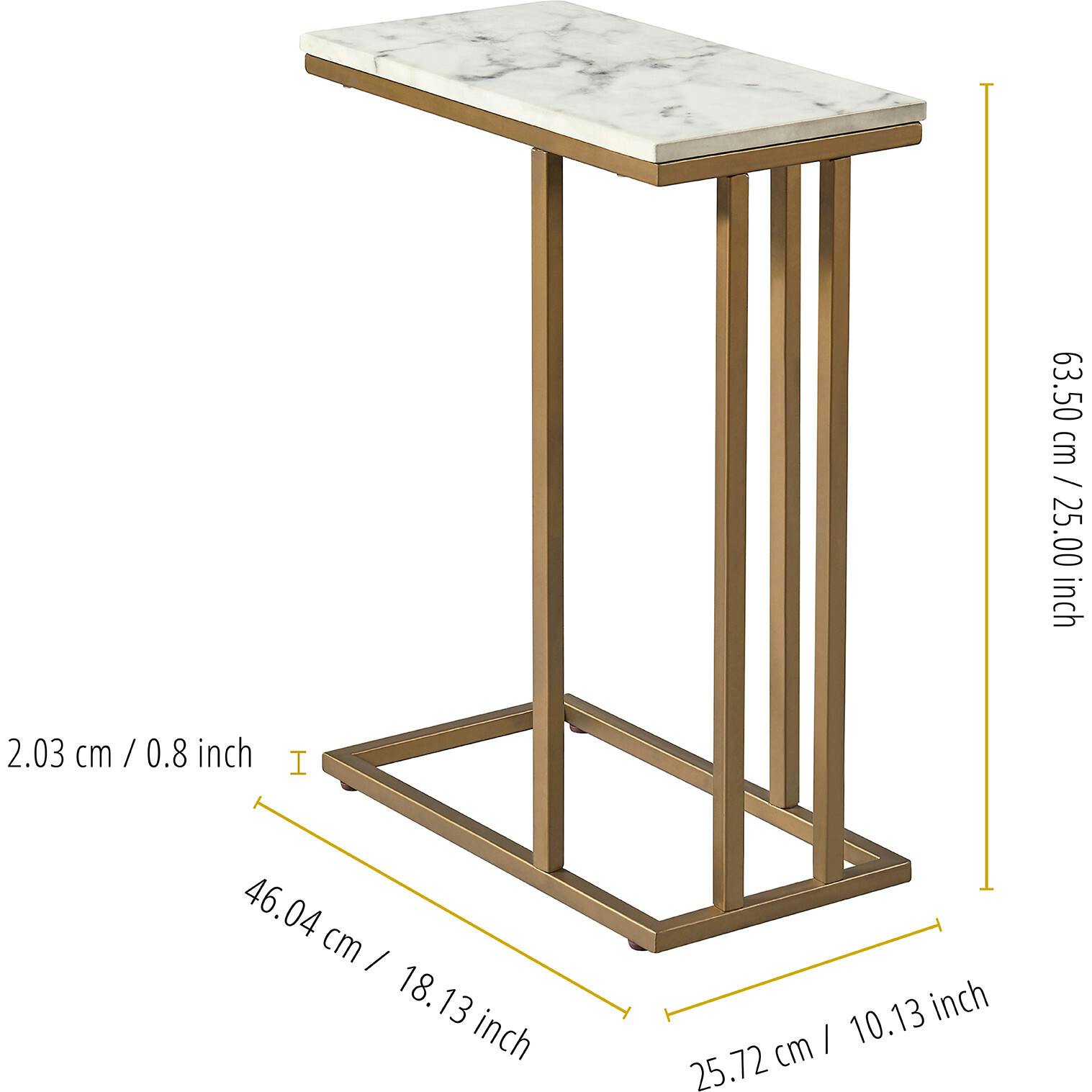 Marmo Modern Marble-Look C Shape Side Table