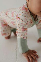 Baby Girl Long Sleeve Zip Romper in Llamas