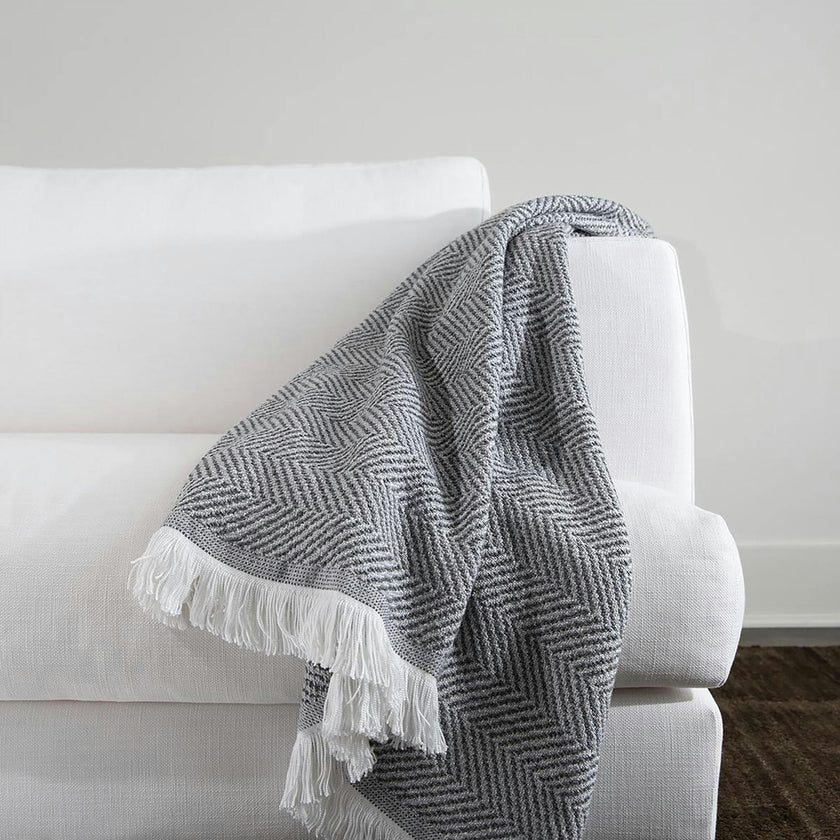 Herringbone Stain Resistant Indoor Outdoor Throw