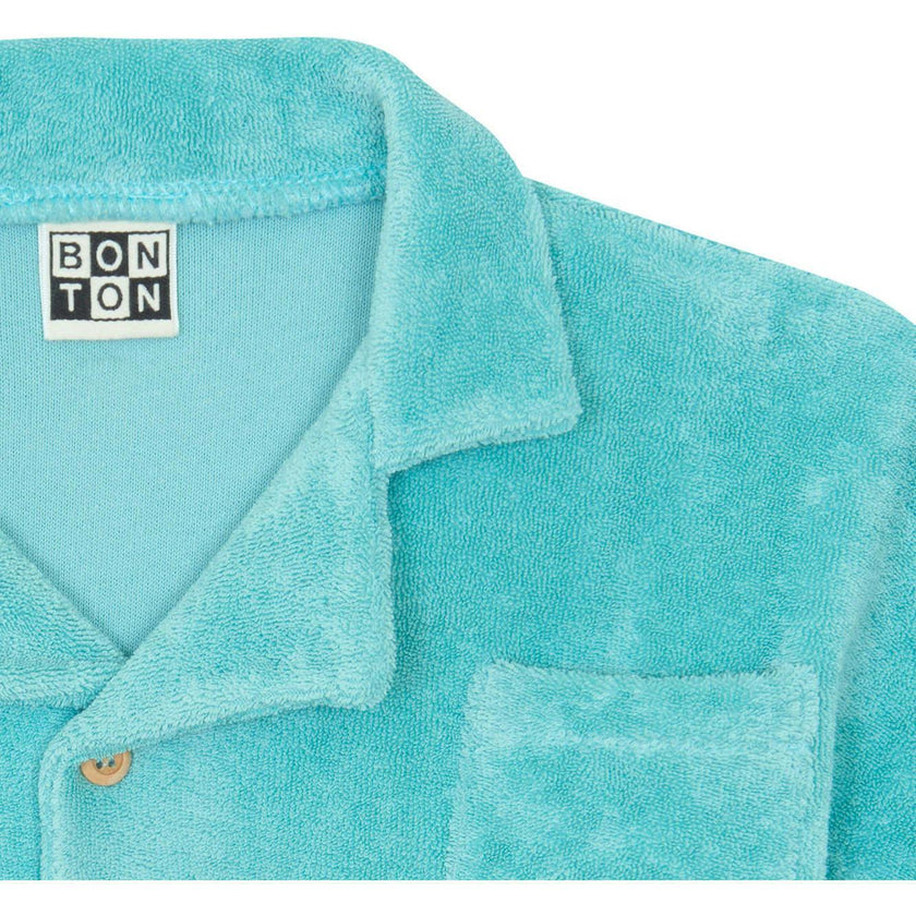 BONTON Blue Fish Terrycloth Baby Shirt