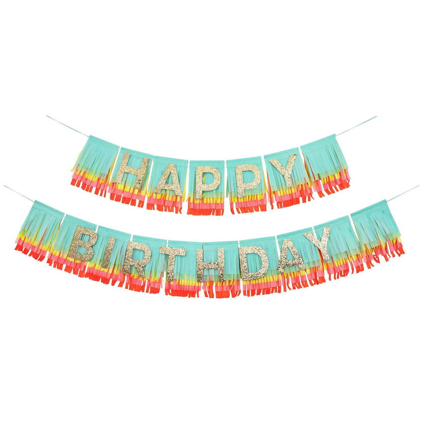 Rainbow Happy Birthday Fringe Garland Set