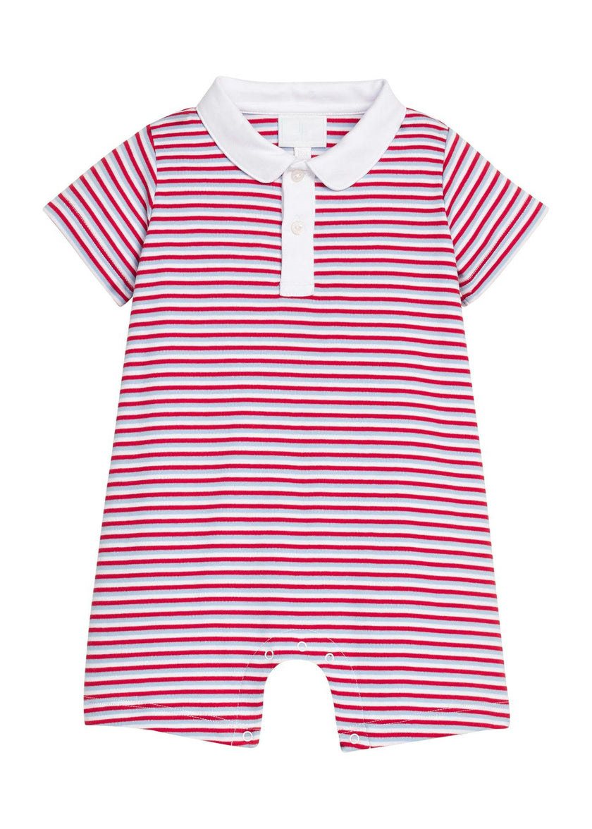 Peter Pan Polo Romper - Americana Stripe