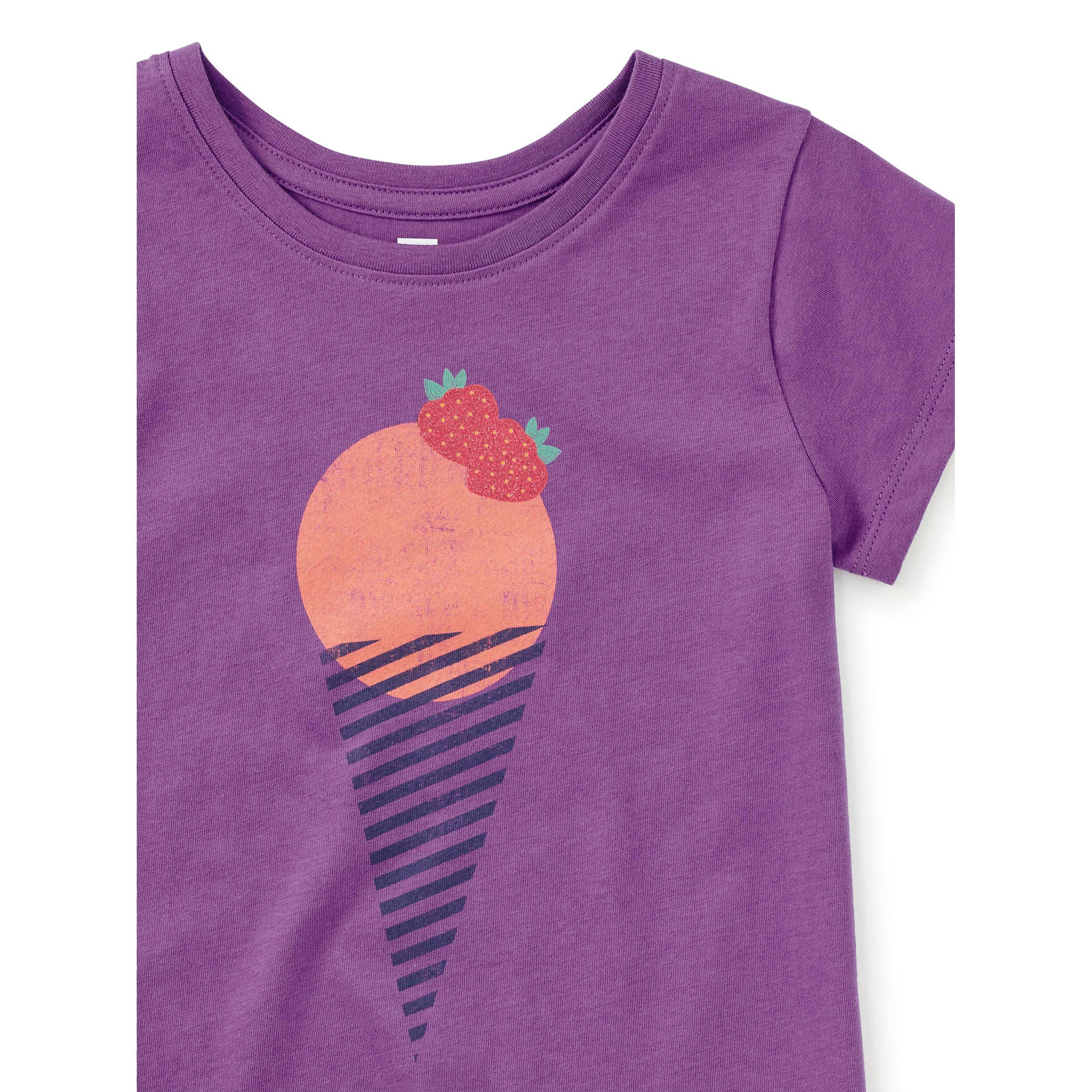 Glitter Strawberry Graphic Tee, Deep Lavender
