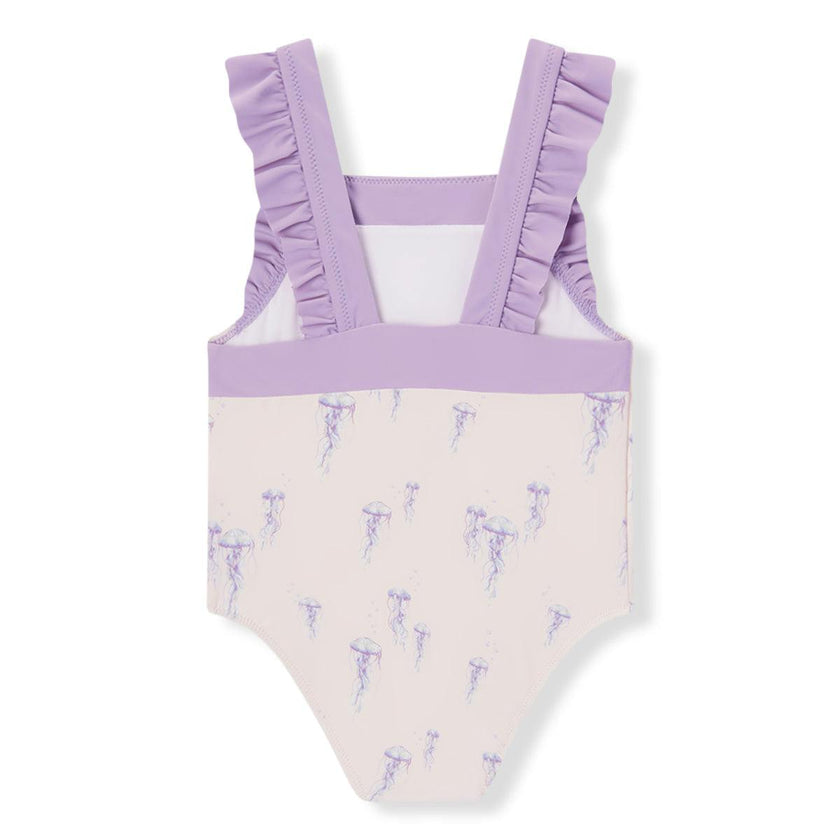 Sunset Jellyfish Ruffle Square Neck Swimsuit