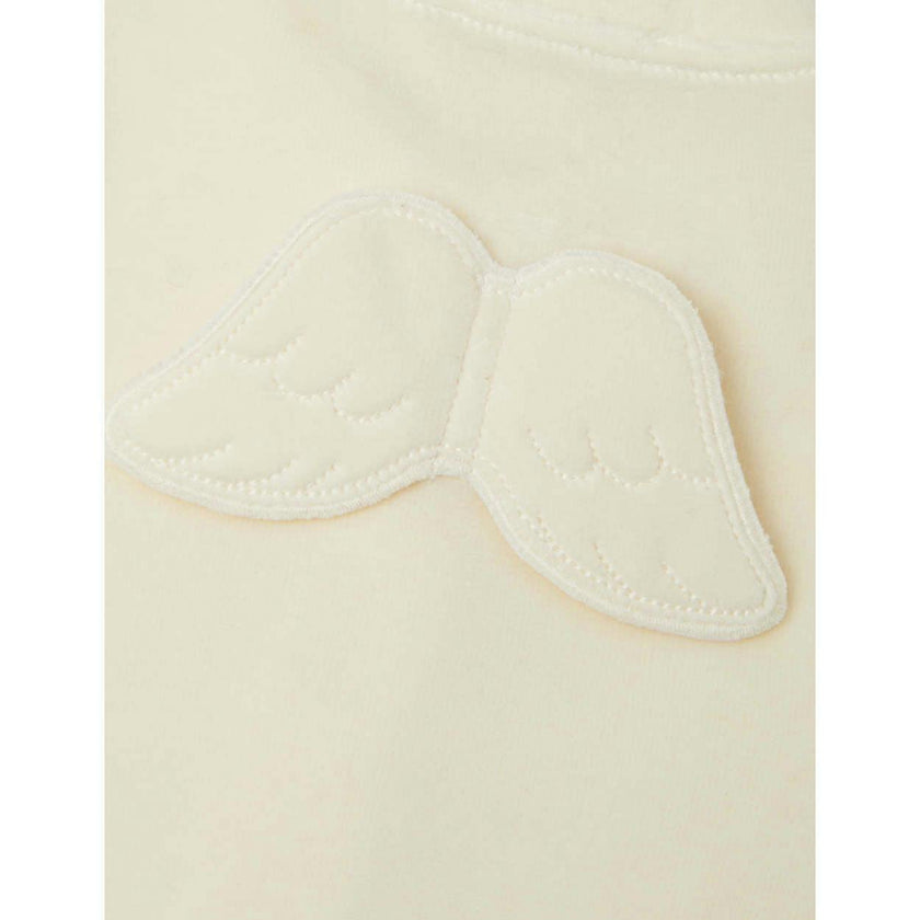 Velour Angel Wing™ Footless Sleepsuit - Cream