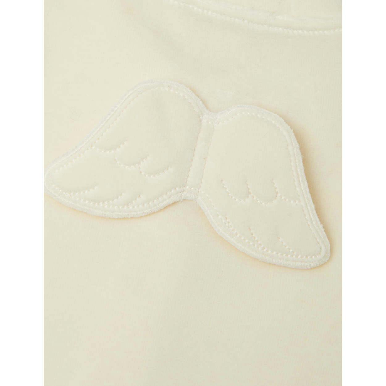 Velour Angel Wing™ Footless Sleepsuit - Cream