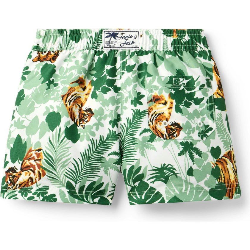 Recycled Tiger Swim Trunk, Green