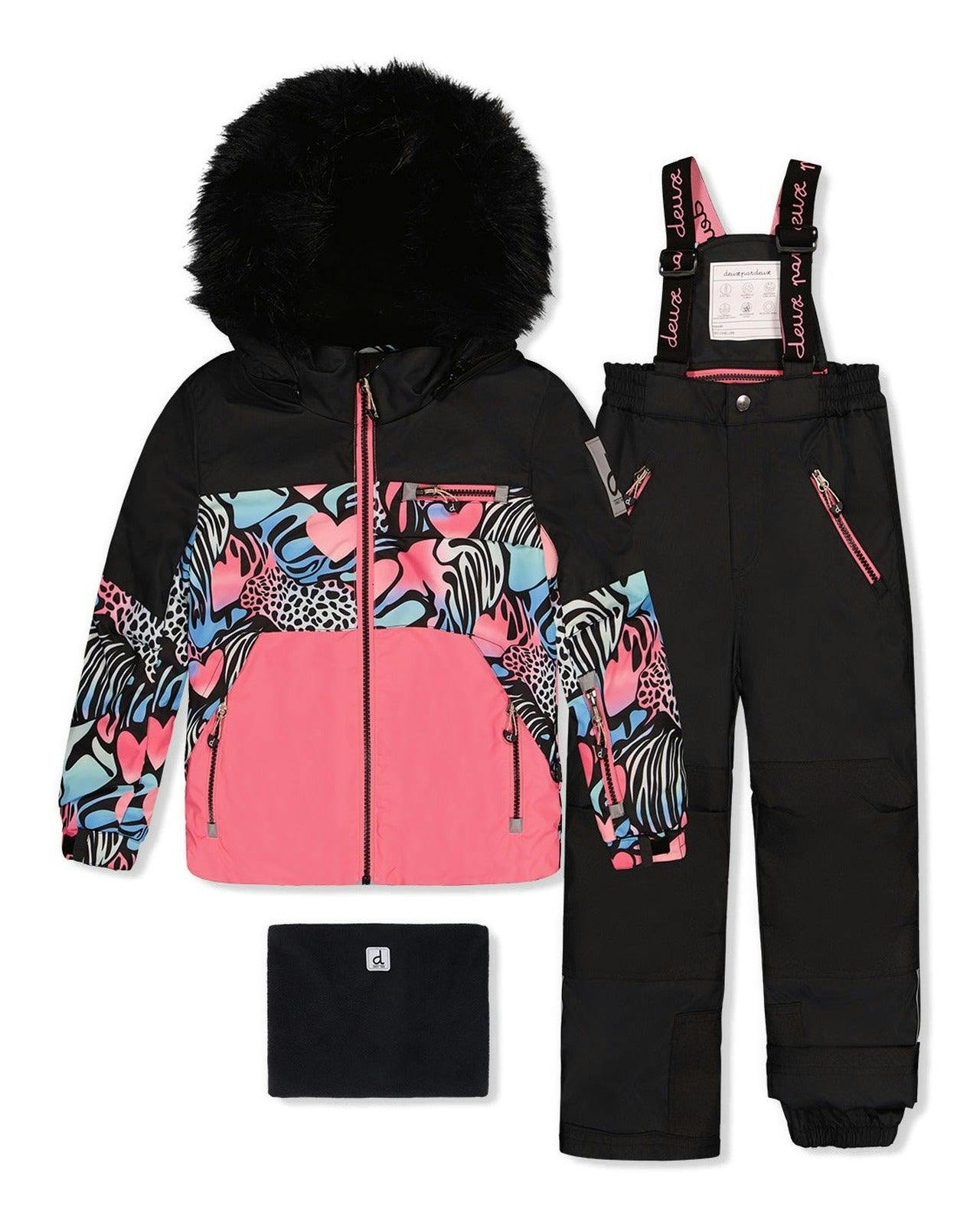 Two Piece Play Snowsuit Black Zebra Print With Black Pants