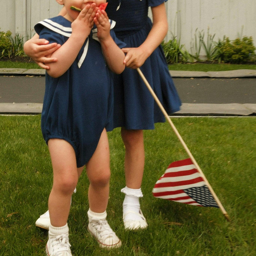 Baby Sailor Romper in Navy
