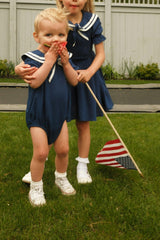 Baby Sailor Romper in Navy