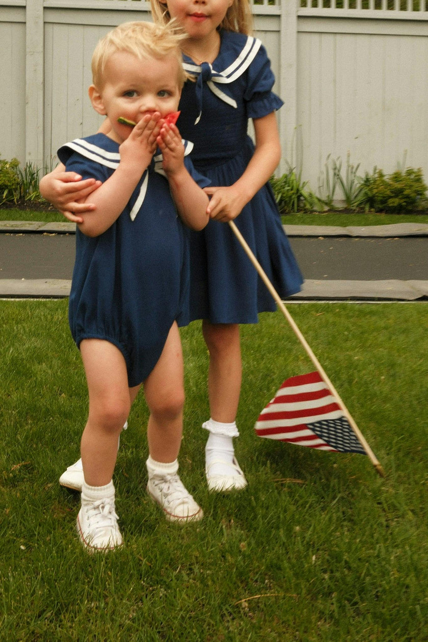 Baby Sailor Romper in Navy