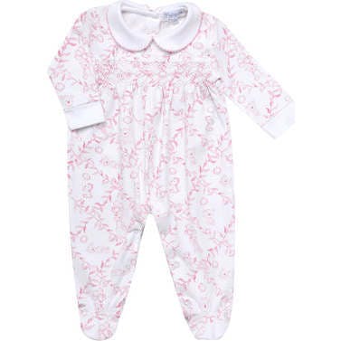 Pink Bears Trellace Smocked Footie