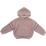 Chunky Ribbed Knit Long Sleeve Front Pocket Boxy Fit Hooded Sweater