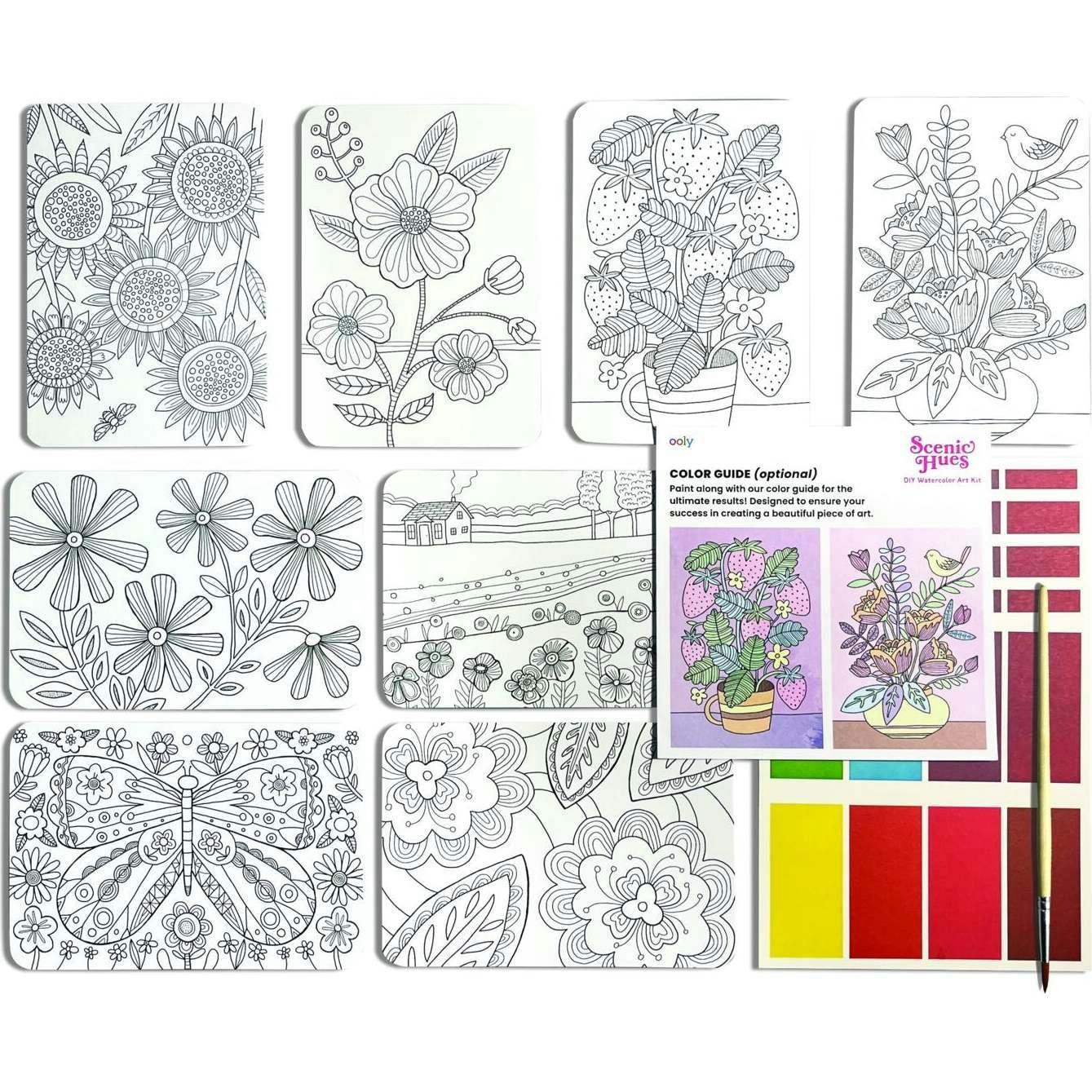 Scenic Hues DIY Watercolor Art Kit - Flowers and Gardens