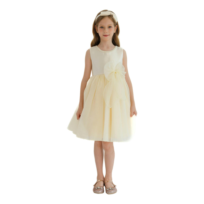 Champagne Felice Tulle Bow Dress
