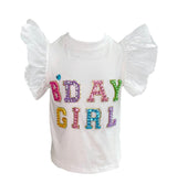 Birthday Girl Gem Ruffle Sleeve Shirt