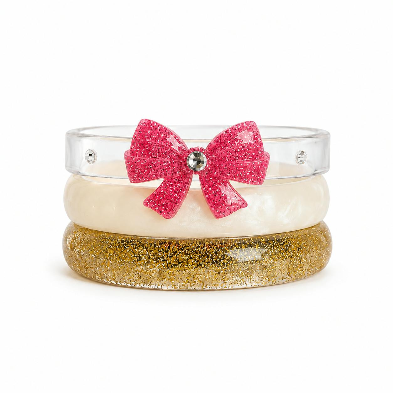 Bow Glitter Pink Bangles