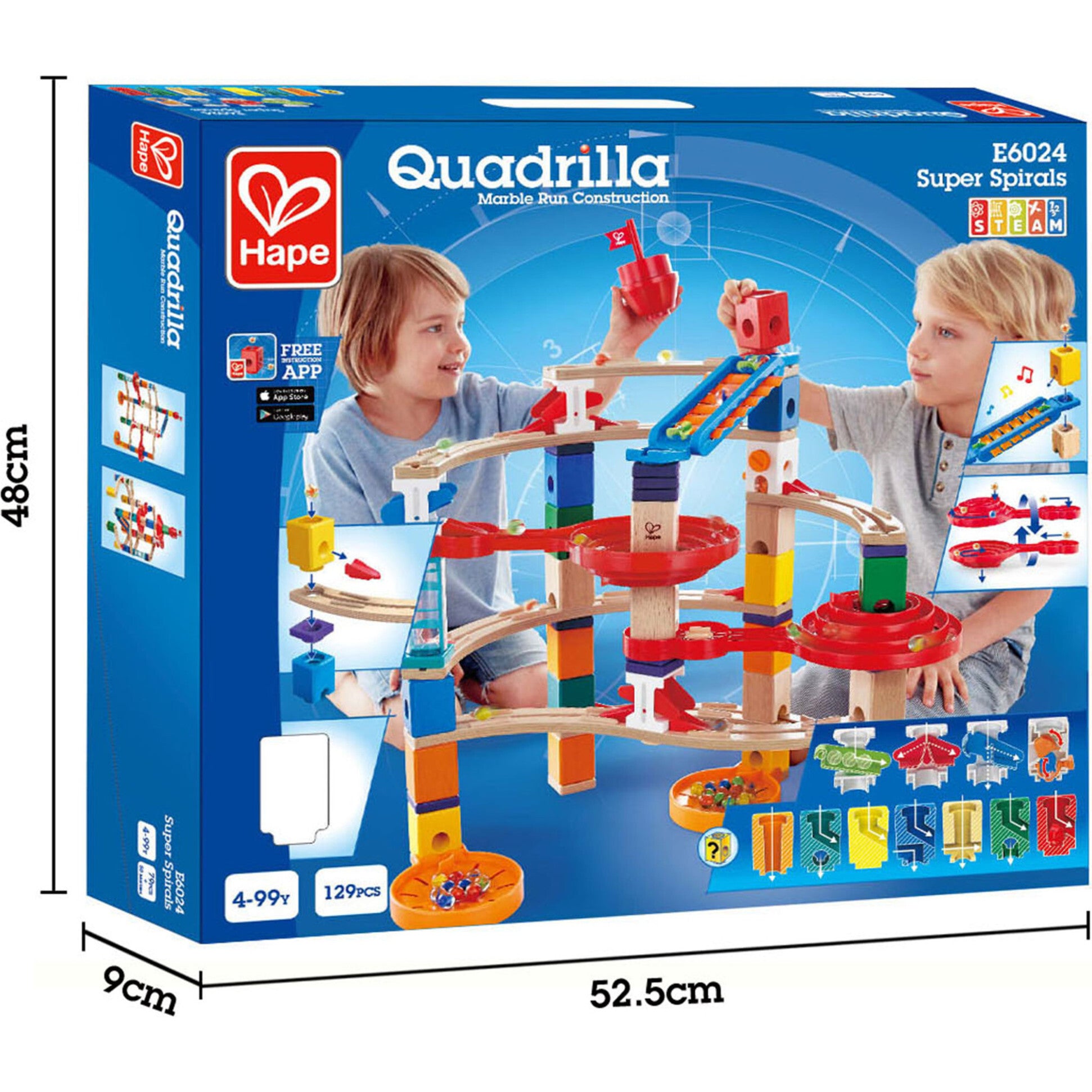 Quadrilla Super Spiral Wooden Marble Run Construction