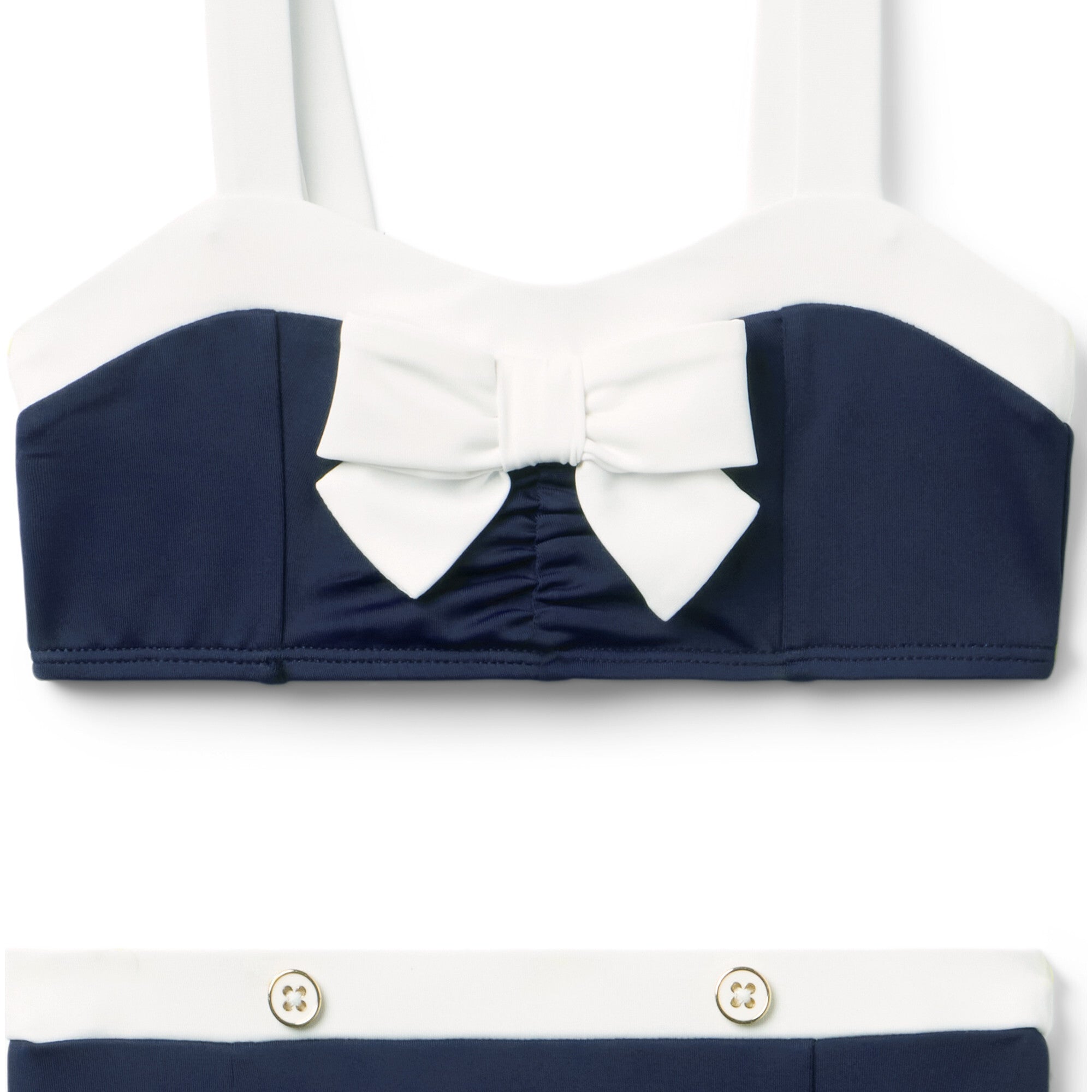 Recycled Retro Bow 2-Piece Swimsuit, Navy Blue