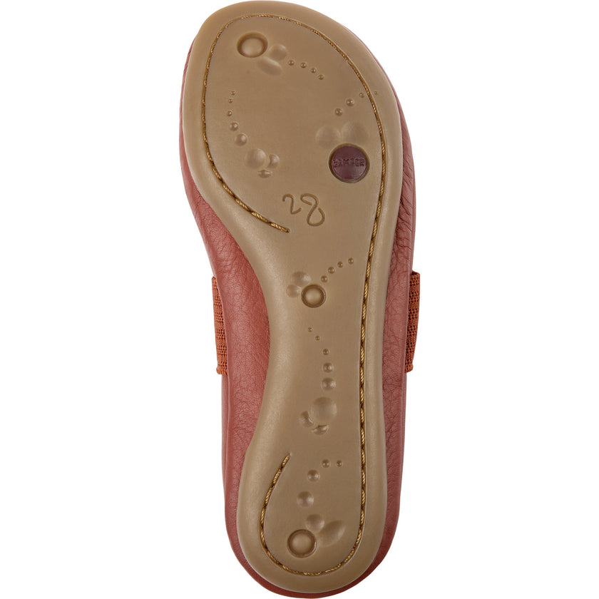 Right Elastic Strap Leather Ballerinas, Red
