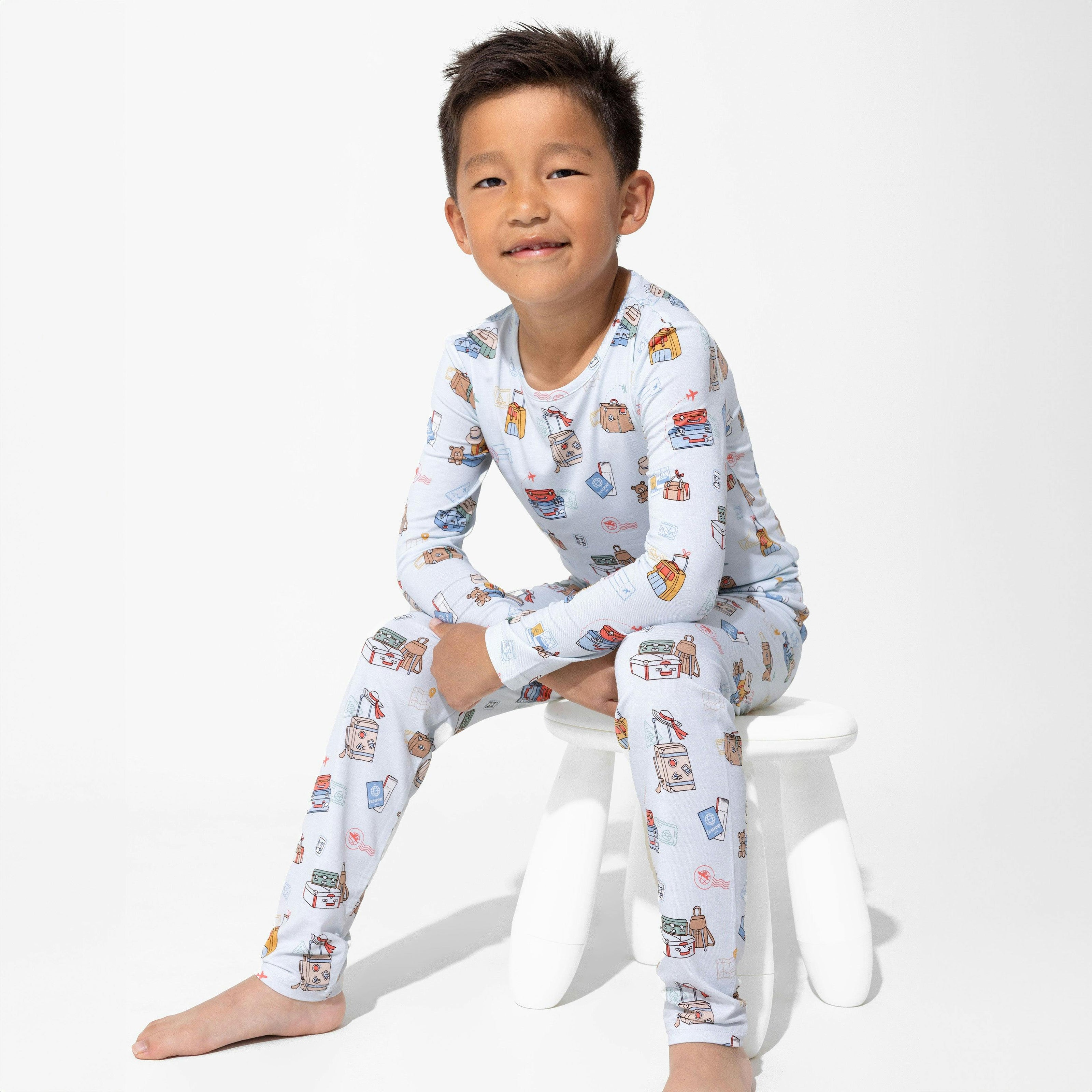 Vintage Suitcases Bamboo Kids Pajamas