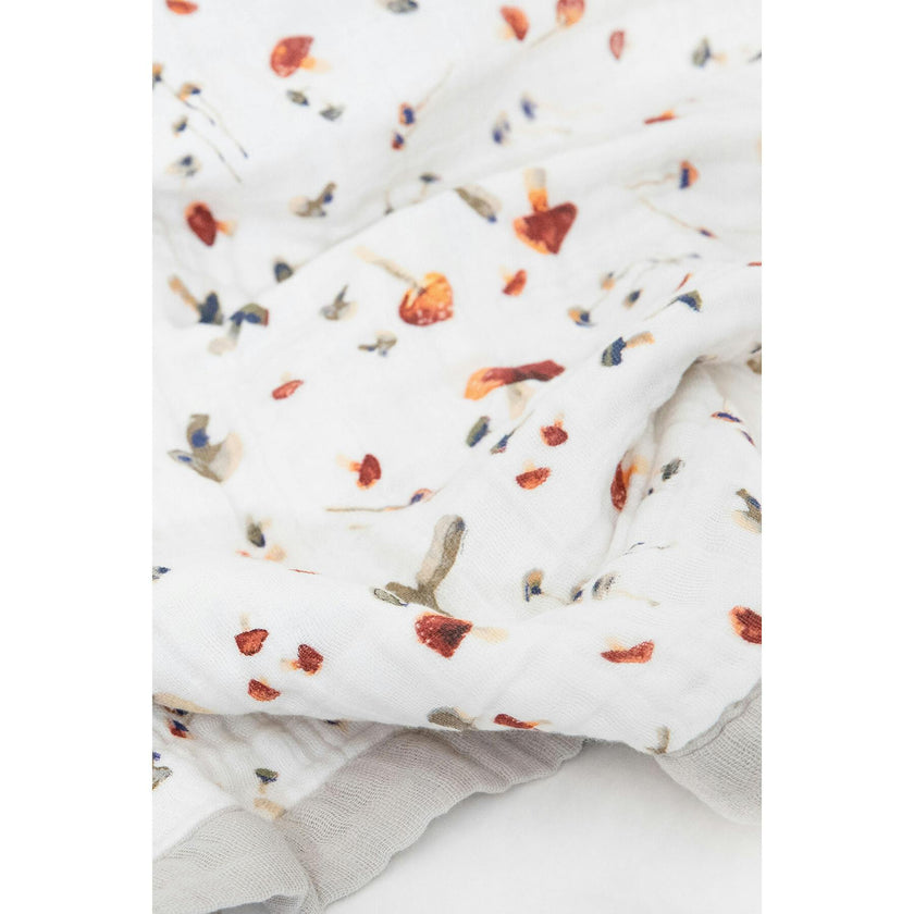 Cotton Muslin Baby Quilt - Mushrooms