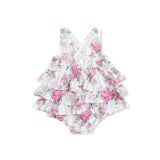 Cabbage Rose Stripe - Ruffle Sunsuit