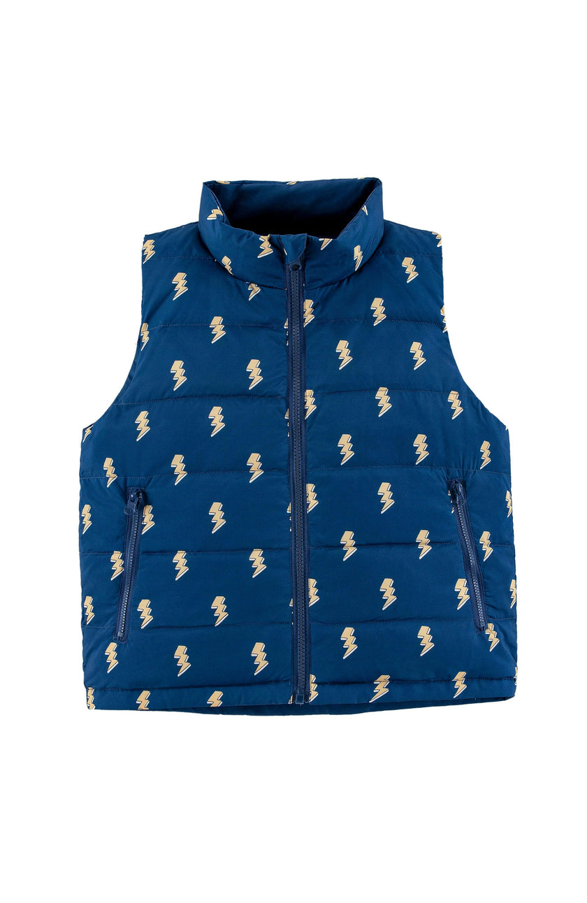 Casey Reversible Lightweight Down Puffer Vest, Navy Lightning