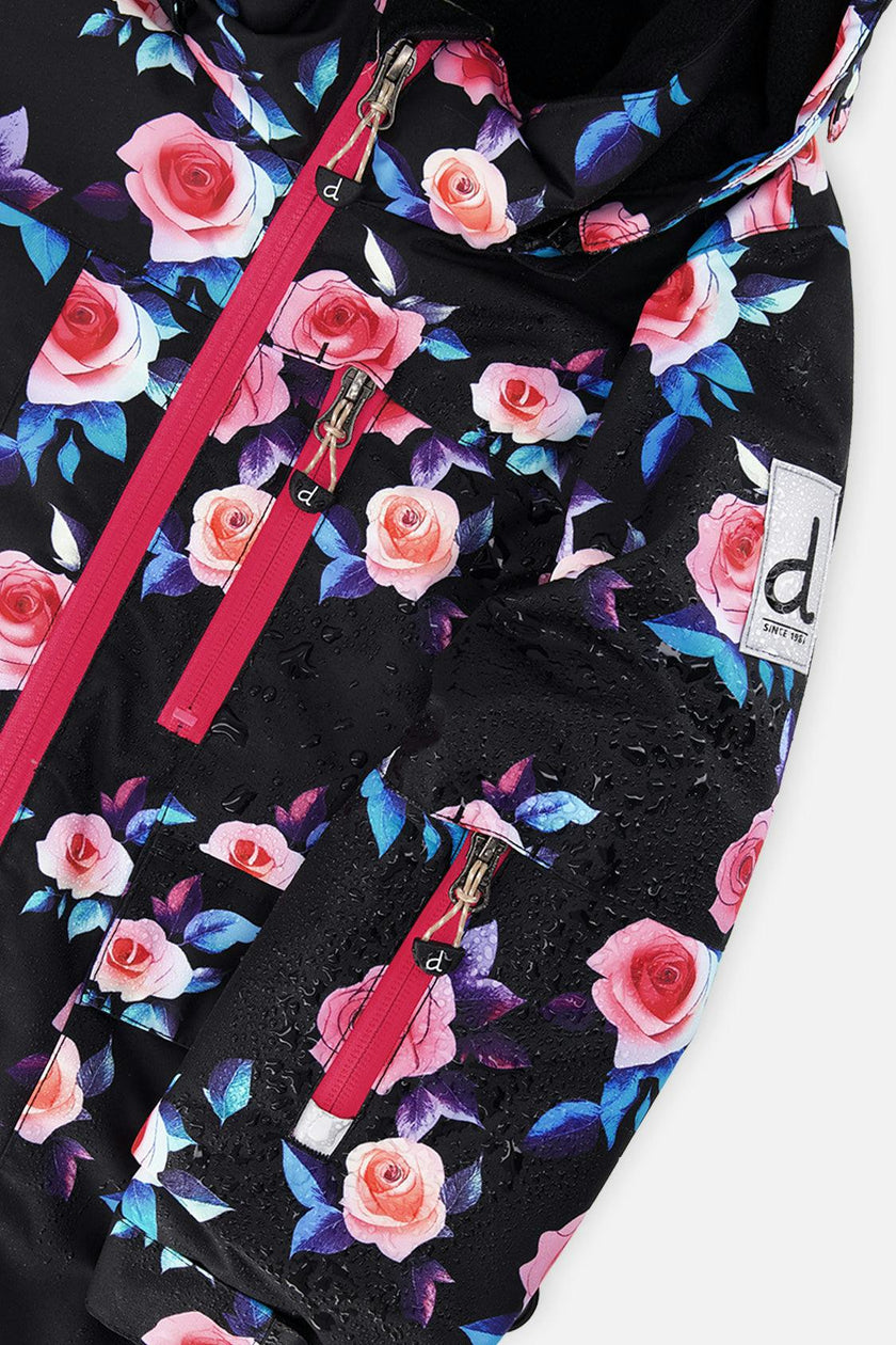 Two Piece Play Snowsuit Black Rose Print