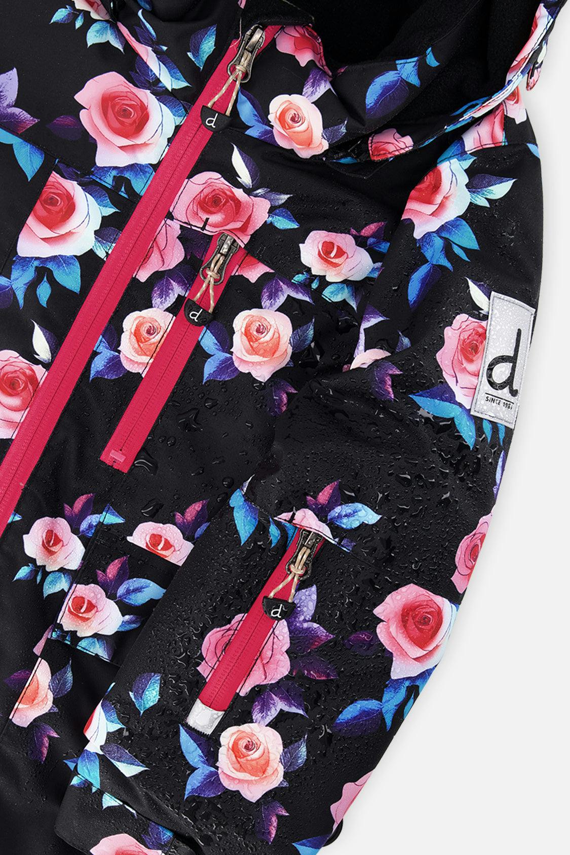 Two Piece Play Snowsuit Black Rose Print