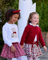Velvet Bow Cardigan in Red