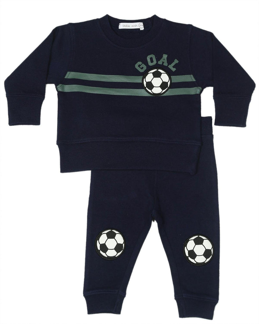 Toddler Soccer Goal Sweat Set - Navy