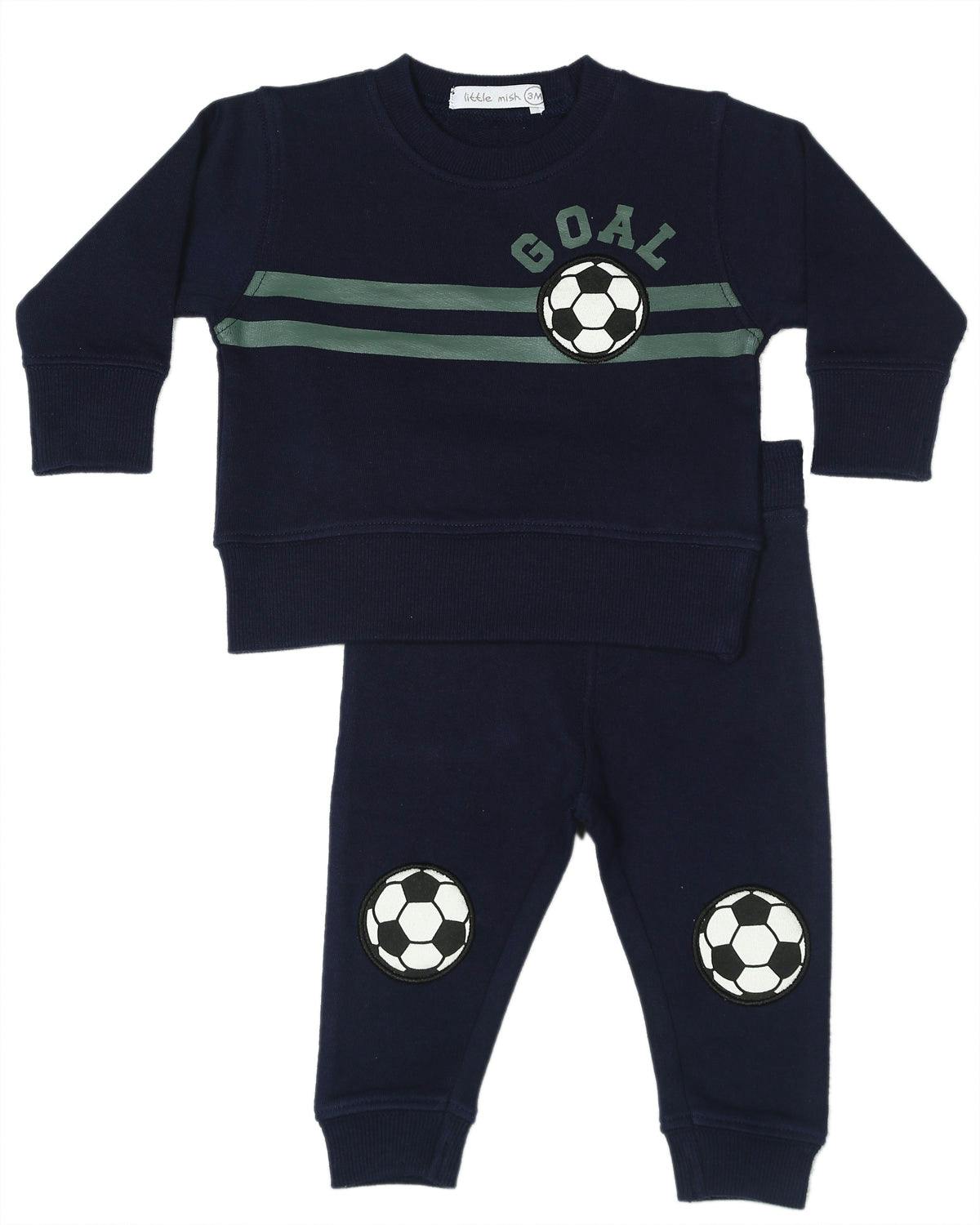Toddler Soccer Goal Sweat Set - Navy