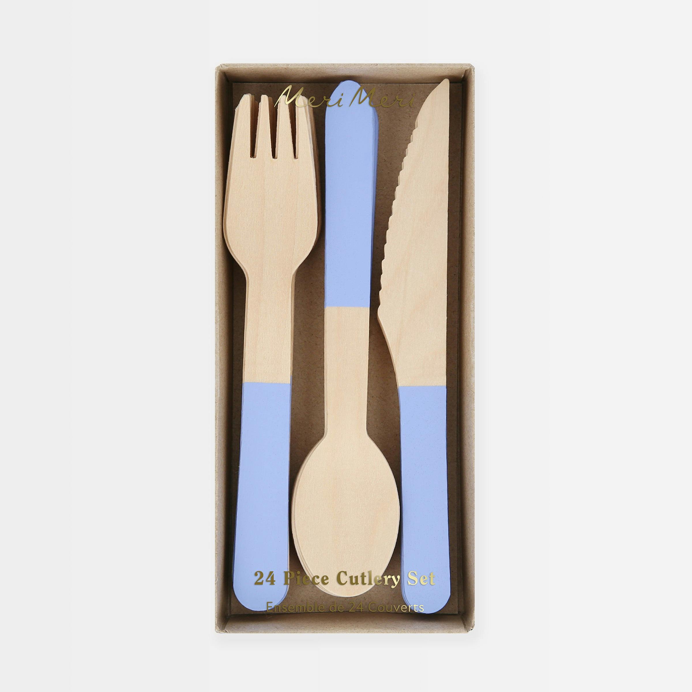 Cornflower Blue Wooden Cutlery Set