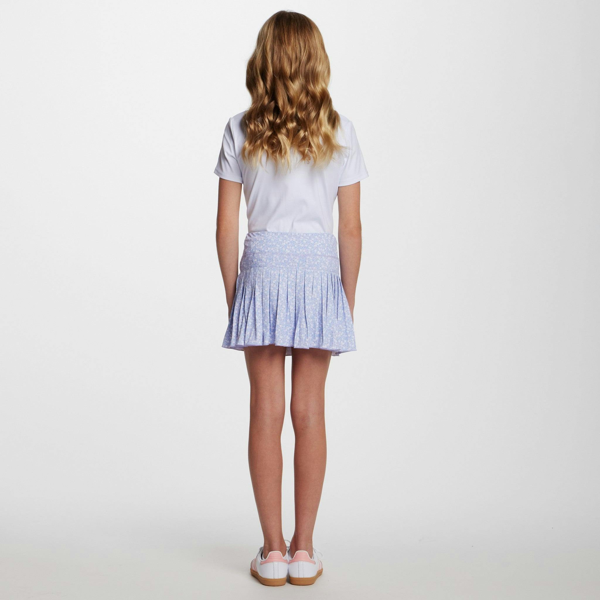 Tween Girls Printed Pleated Skort | Purple Floral