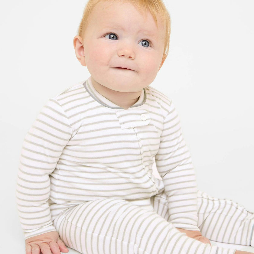 Ziggy Zip Romper, Cloud Mini Stripe