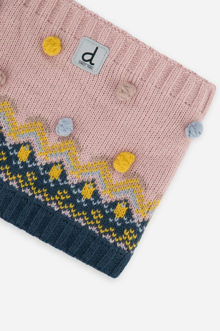 Winter Knit Neckwarmer Pink And Blue Jacquard