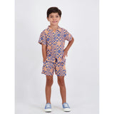 Boys Synthetic Viscose Matching Set | Geometric Smiley