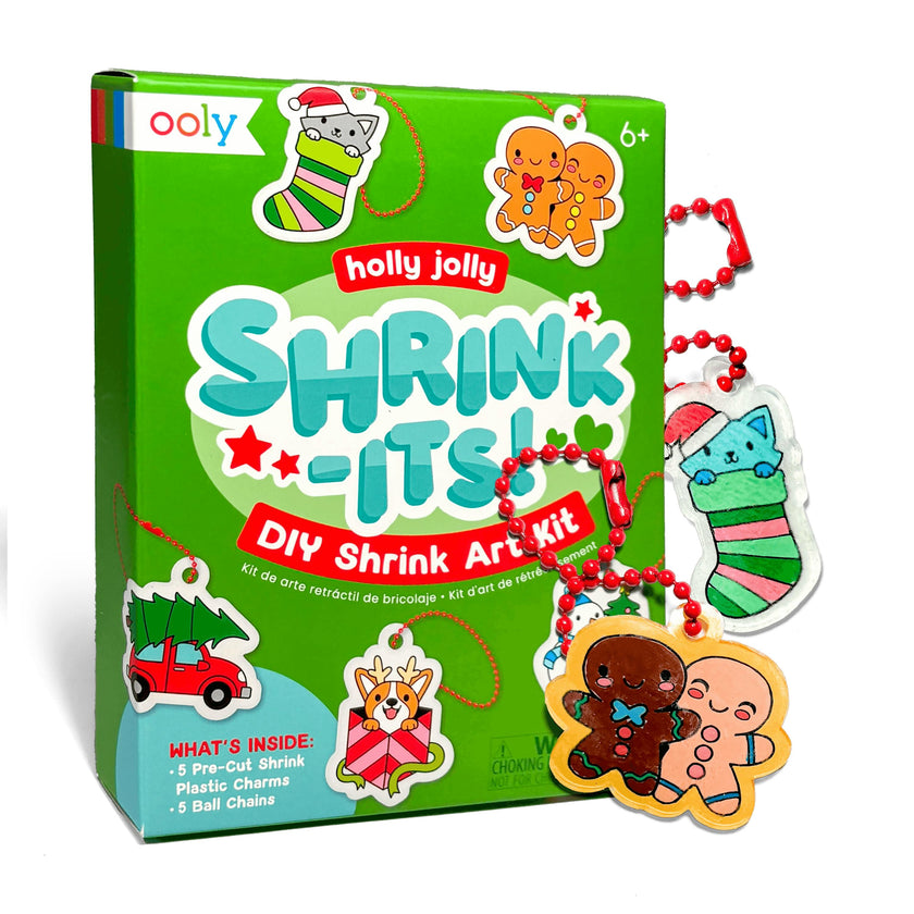 Shrink-Its! Mini DIY Shrink Art Kit - Holly Jolly - 5 Charms