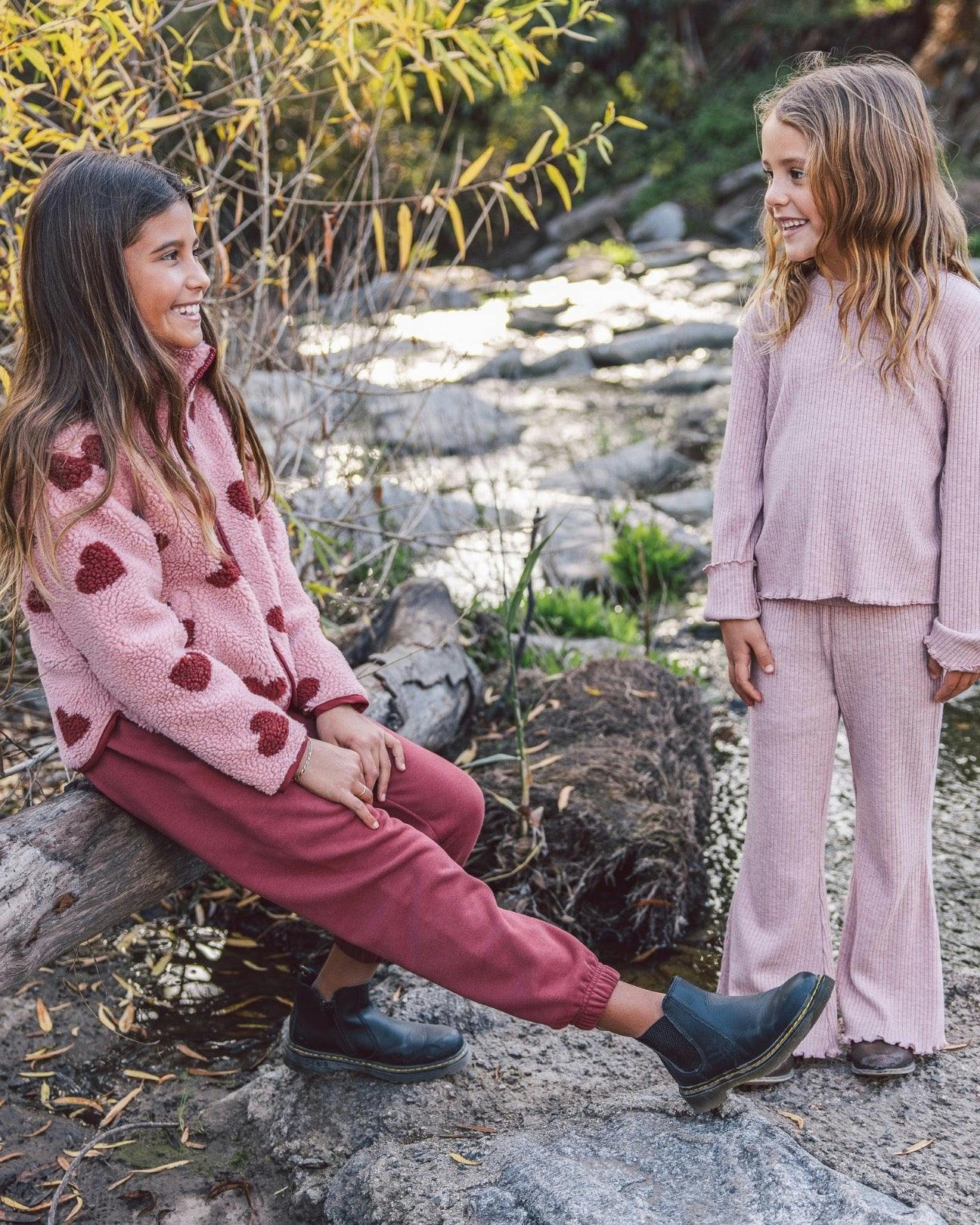 Meadow Bell Bottom Pant - Rose Quartz Brushed Rib