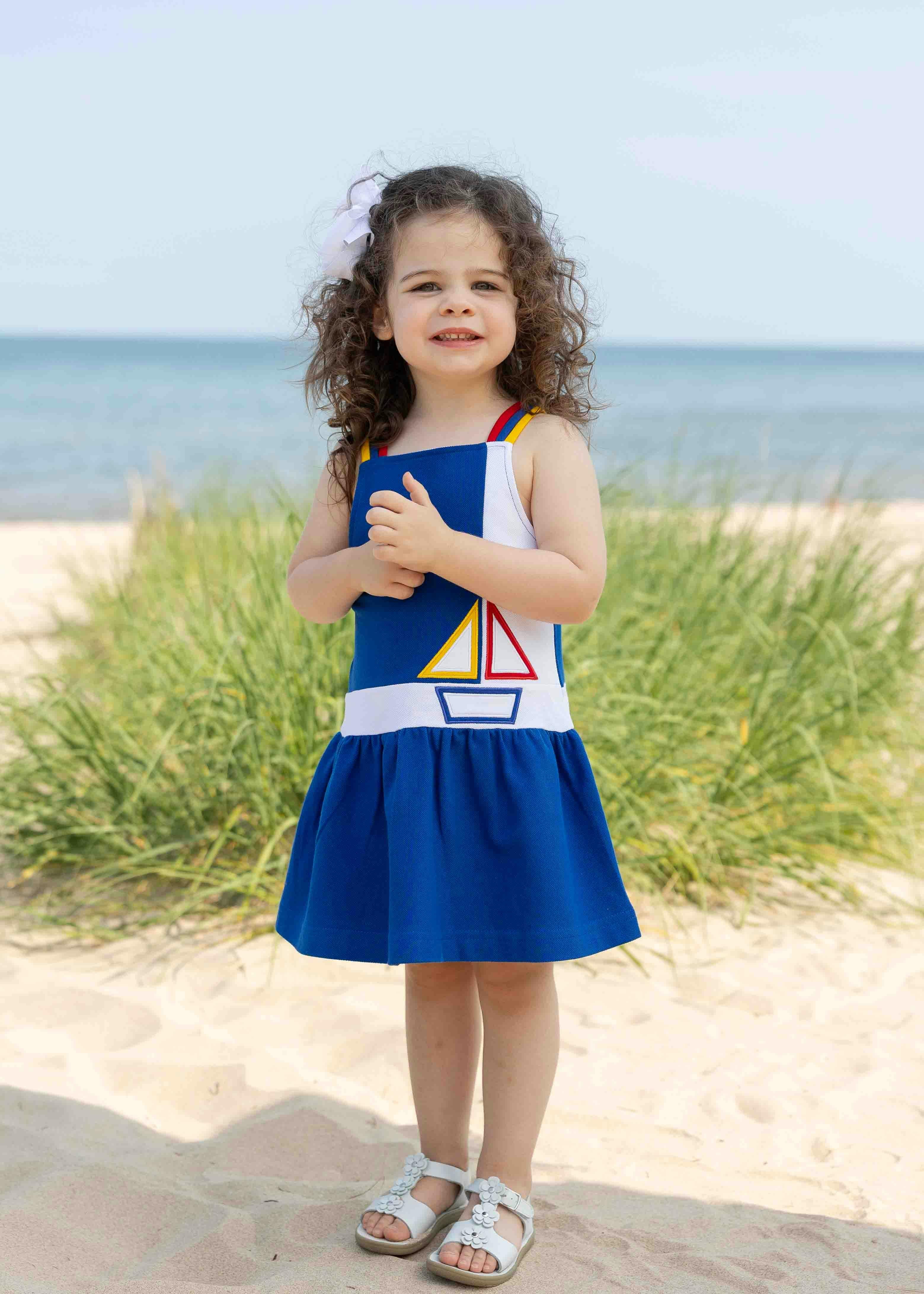 Pique Knit Dress With Sailboat