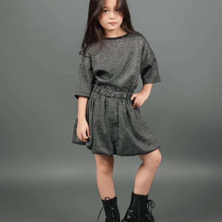 Cropped Glitter Ribbed T-Shirt