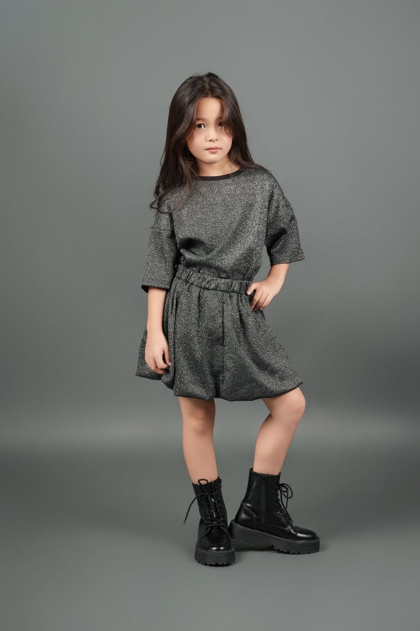 Cropped Glitter Ribbed T-Shirt