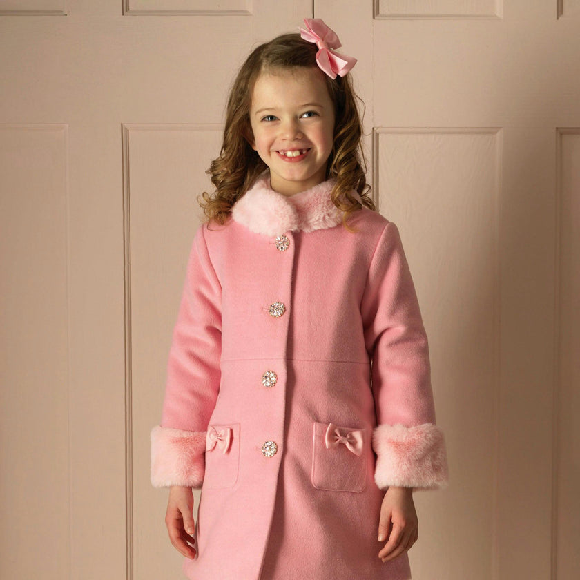 Sparkle Button Faux Fur Dress Coat