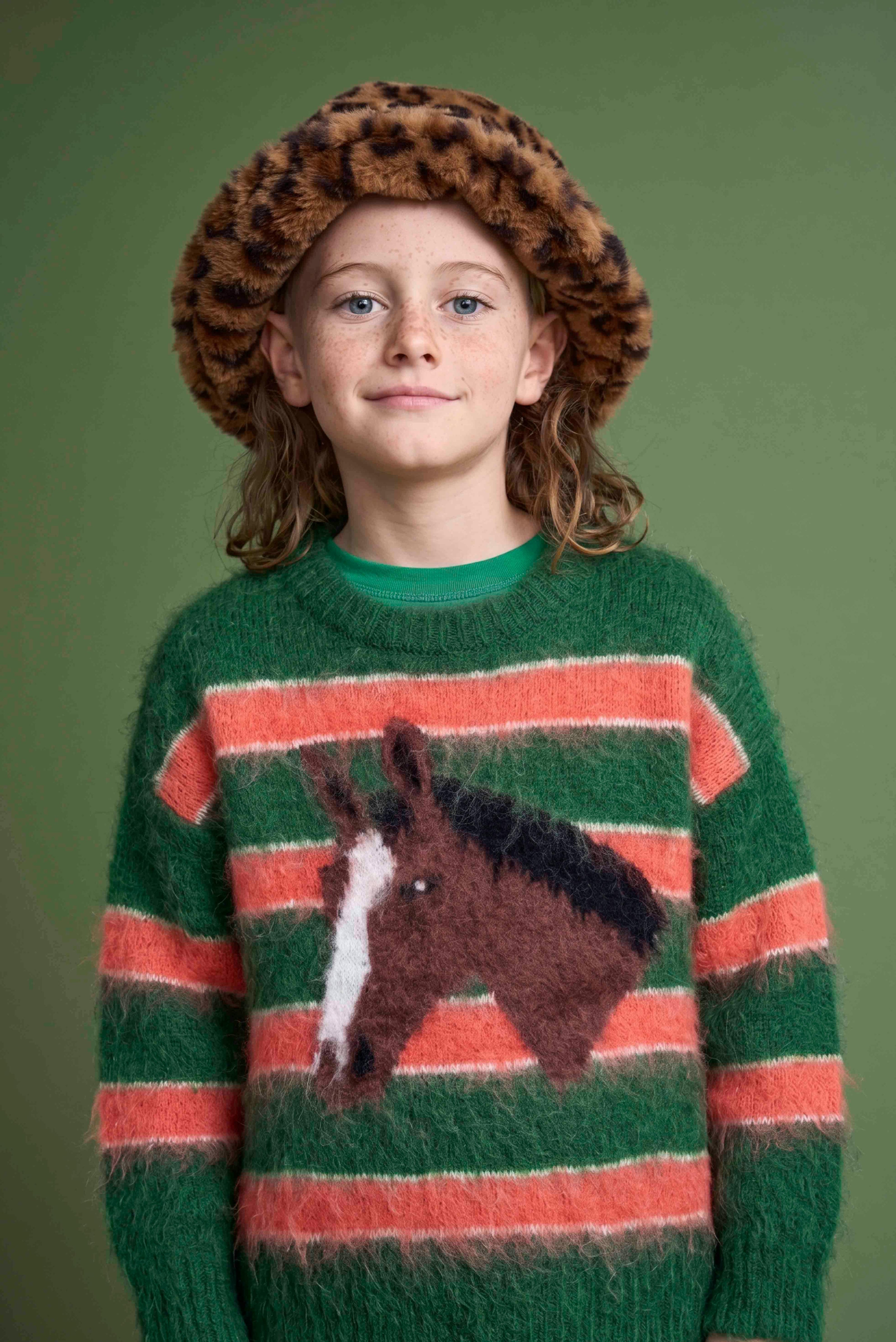 HORSE KNITTED JERSEY GREEN